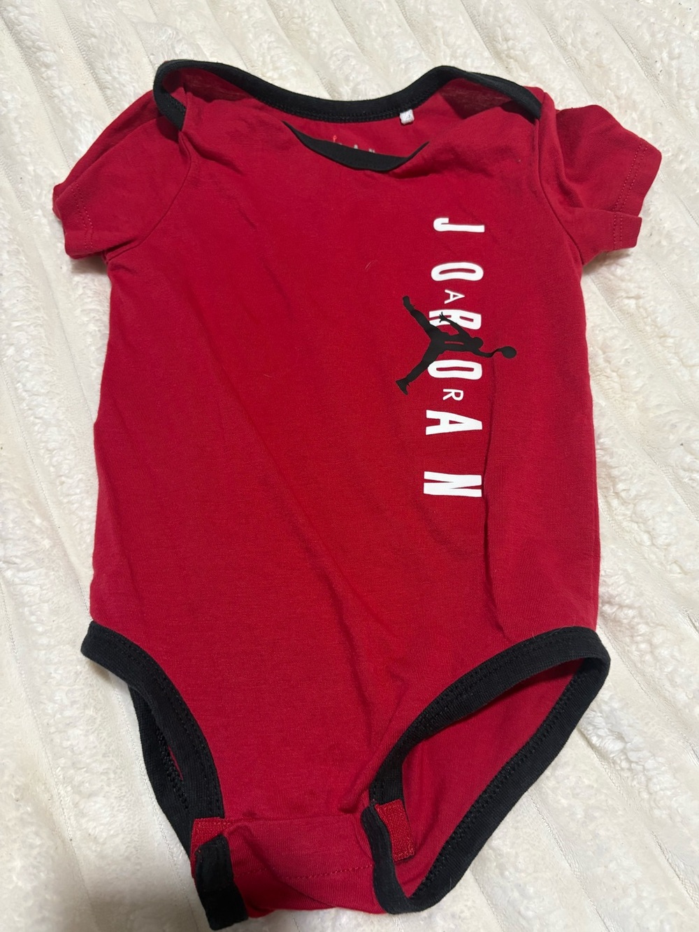Jordan Red Baby Bodysuit with Black Trim and Jumpman Graphic